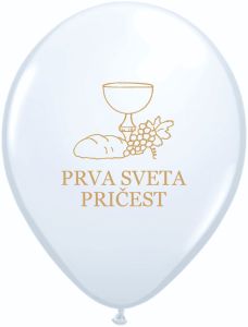 Latex baloni 28 cm Prva Sveta Pričest White Gold