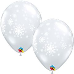 Latex baloni 28 cm Contemporary Snowflakes Clear