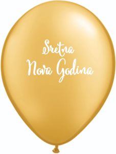 Latex baloni Sretna Nova Godina Metallic Gold