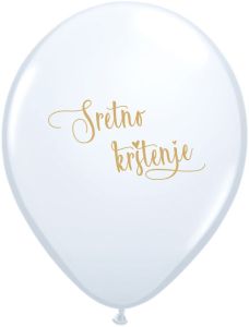 Latex baloni 28 cm  Sretno Krštenje Pearl White Gold