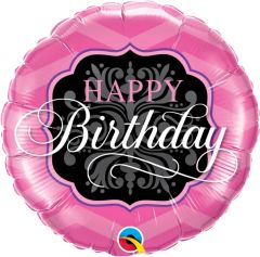 Standard Bday Pink & Black folija balona