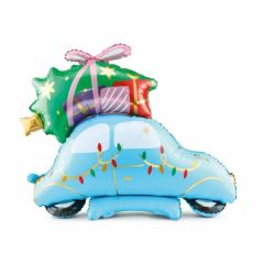 Standing Christmas Car Blue folija balon