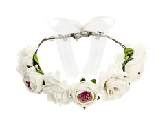 Venec z umetnimi belimi cvetovi 17cm