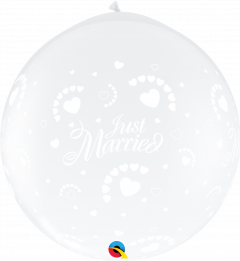 Lateks baloni 90cm Just Married Hearts DC 