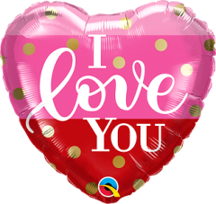 Standard Heart I Love You Gold Dots folija balon
