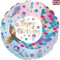 Standard Shimmering Mermaid Birthday Iridescent folija balon