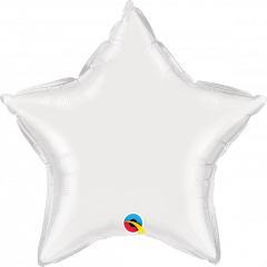 Mini zvezda folija balon na palčki 22,5 cm -  White 