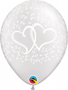 Lateks baloni 28cm Entwined Hearts Pearl White 