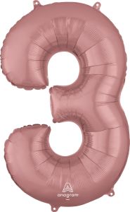 Folija balon številka 3 Rose Gold