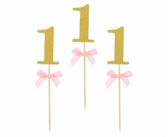 Cake Picks 1 st Birthday Pink okrasek na palčki