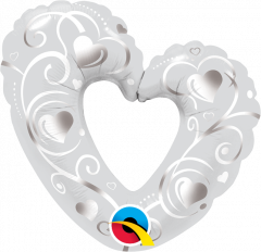 Mini Hearts&Filigree Pearl White folija balon na palčki