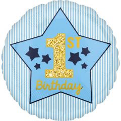 Standard Boy 1st Birthday Blue & Gold folija balon