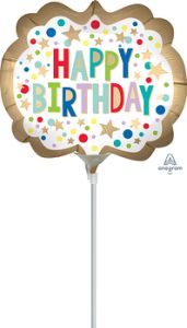 Mini Gold Satin Marquee Dots  folija balon na palčki