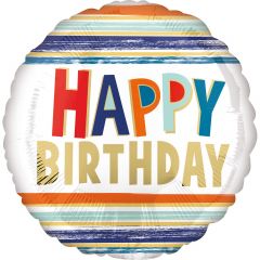 Standard Happy Birthday Letters and Stripes folija balon