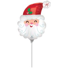 Mini Smile Satin Santa Head folija balon na palčki 