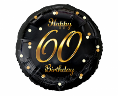 Standard B&C Happy 60 Birthday Black Gold  Printing folija balon