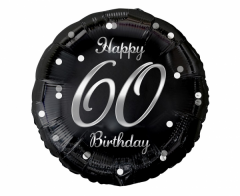 Standard Happy 60 Birthday Black Silver Printing folija balon