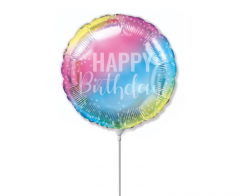 Mini 14"FX Happy Birthday  Gradient Pastel folija balon na palčki