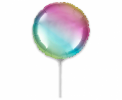 Mini 9"FX Krug Rainbow folija balon na palčki