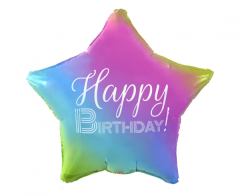 Standard Happy Birthday Star Gradient white printing folija balon