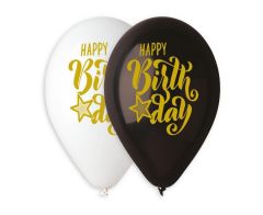 Latex baloni 32 cm Happy Birthday Black&White