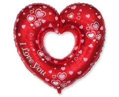 Mini 14" Fancy Heart Red  folija balon na palčki