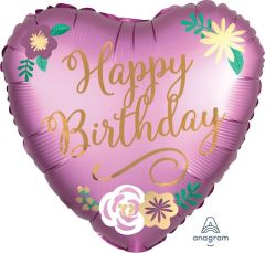 Standard Heart Birthday Satin Flower folija balon