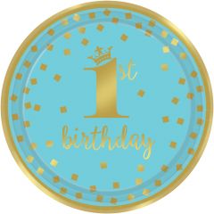 1st Birthday Blue & Gold krožniki 23 cm