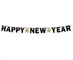 Napis B&C Happy New Year  gold stars 