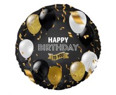 Standard Happy Birthday To You black,gold folija balon