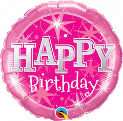 Mini Bday Pink Sparkle folija balon na palčki 