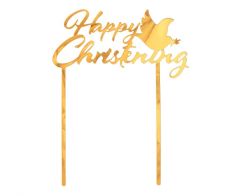 Dekoracija za tortu Happy Christening  Zlata 