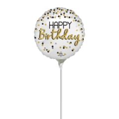 Mini Black Silver Gold Dots Birthday folija balon na palčki