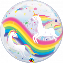 Bubble Bday Rainbow Unicorns pvc balon