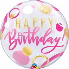 Bubble Bday Pink & Gold Dots pvc balon