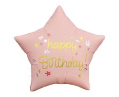 Standard Happy Birthday mat light pink star folija balon