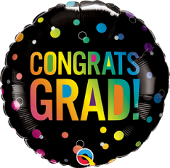 Standard Congrats Grad Ombre Dots black folija balon