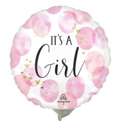 Mini Baby Girl Pink Watercolor  folija balon na palčki