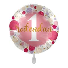 Standard 1 Rođendan pink dots folija balon