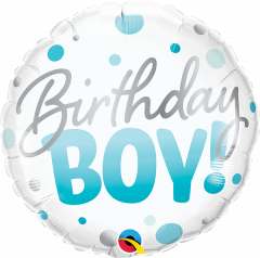 Bday Boy Blue Dots folija balon