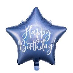 Standard Happy Birthday Star Navy Blue folija balon