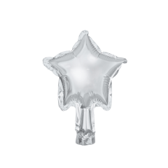 Mini zvezda folija balon na palčki 12 cm - Silver