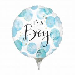 Mini Baby Boy Blue Watercolor folija balon na palčki