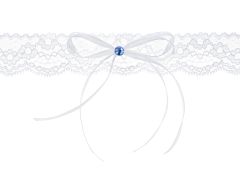 Čipkasta belkasta podvezica z mašno