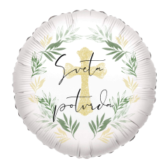 Standard Round Sveta Potvrda Tropical Greenery Cross folija balon