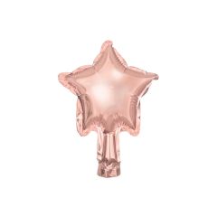 Mini zvezda folija balon na palčki 12 cm - Rosegold