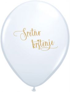 Latex baloni 28 cm  Sretno Krštenje Pearl White Gold