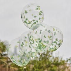 Latex baloni 28 cm Jungle Leaf Confetti